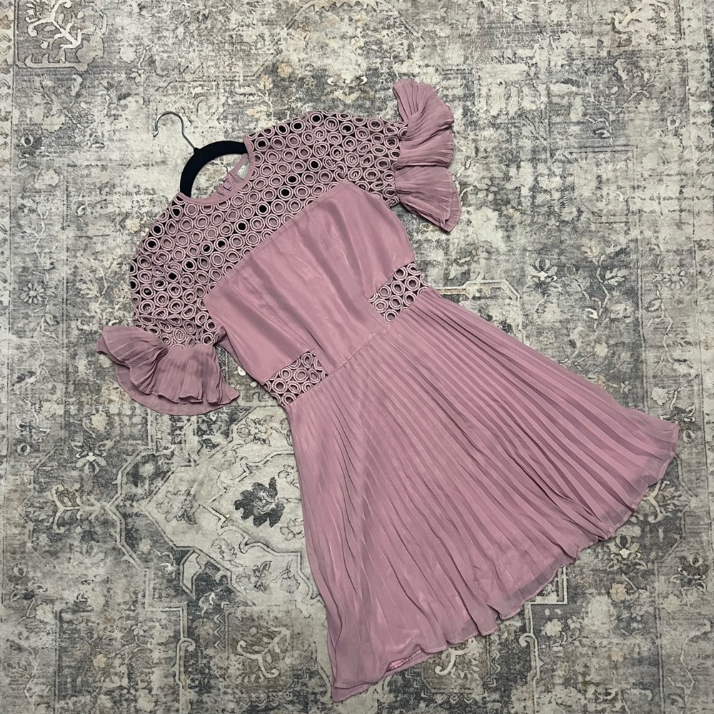 ASOS MINI Dress in Soft Pink with Lace and Pleats